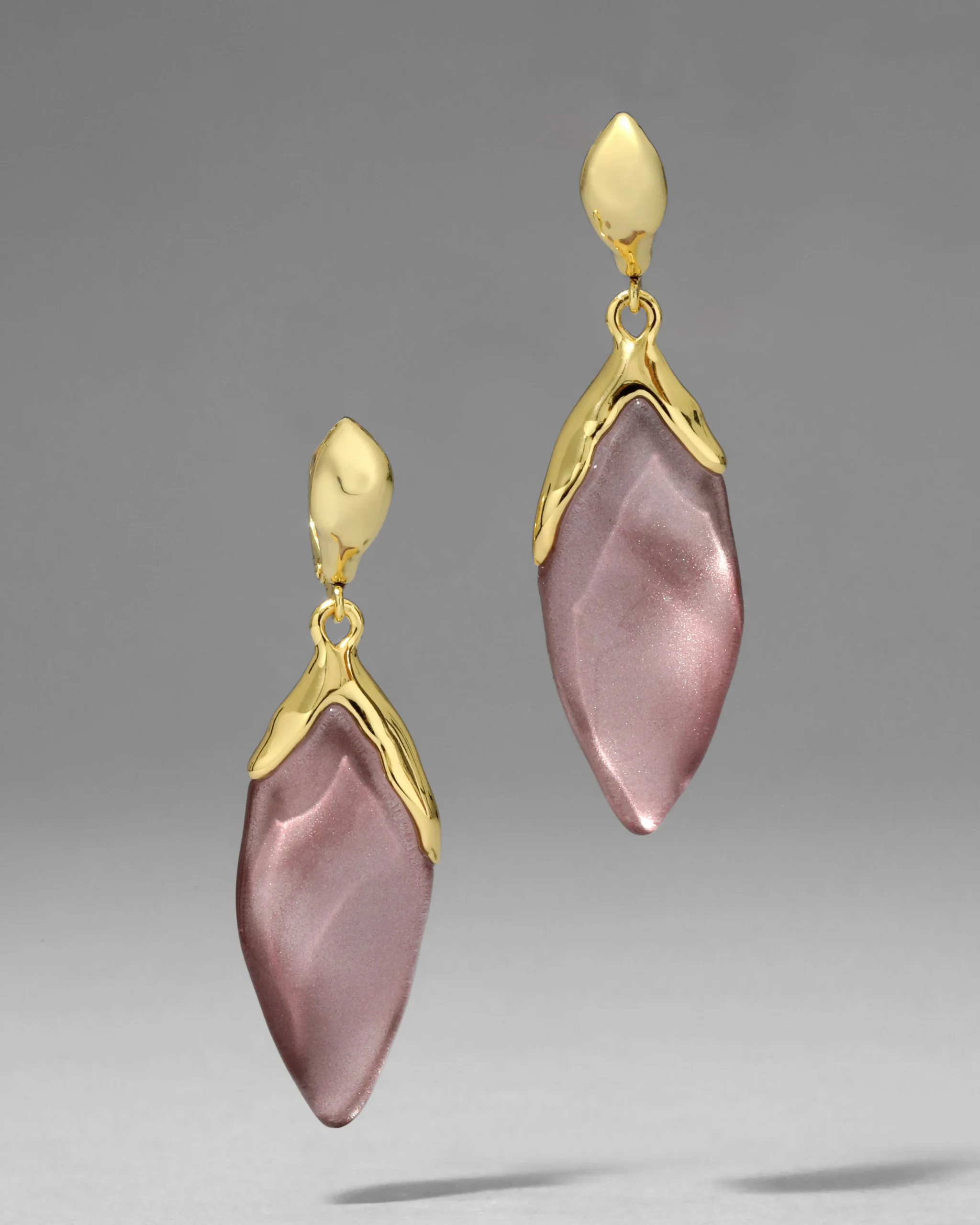 Lucite Petal Leverback Earring- Dusty Rose