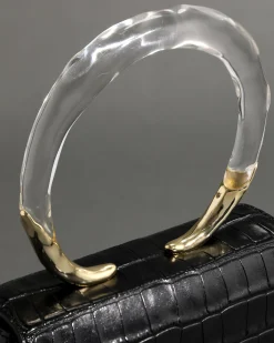 Lucite Quad Handbag - Black Croc