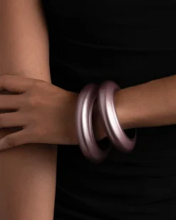 Lucite Saucer Bangle Bracelet- Dusty Rose