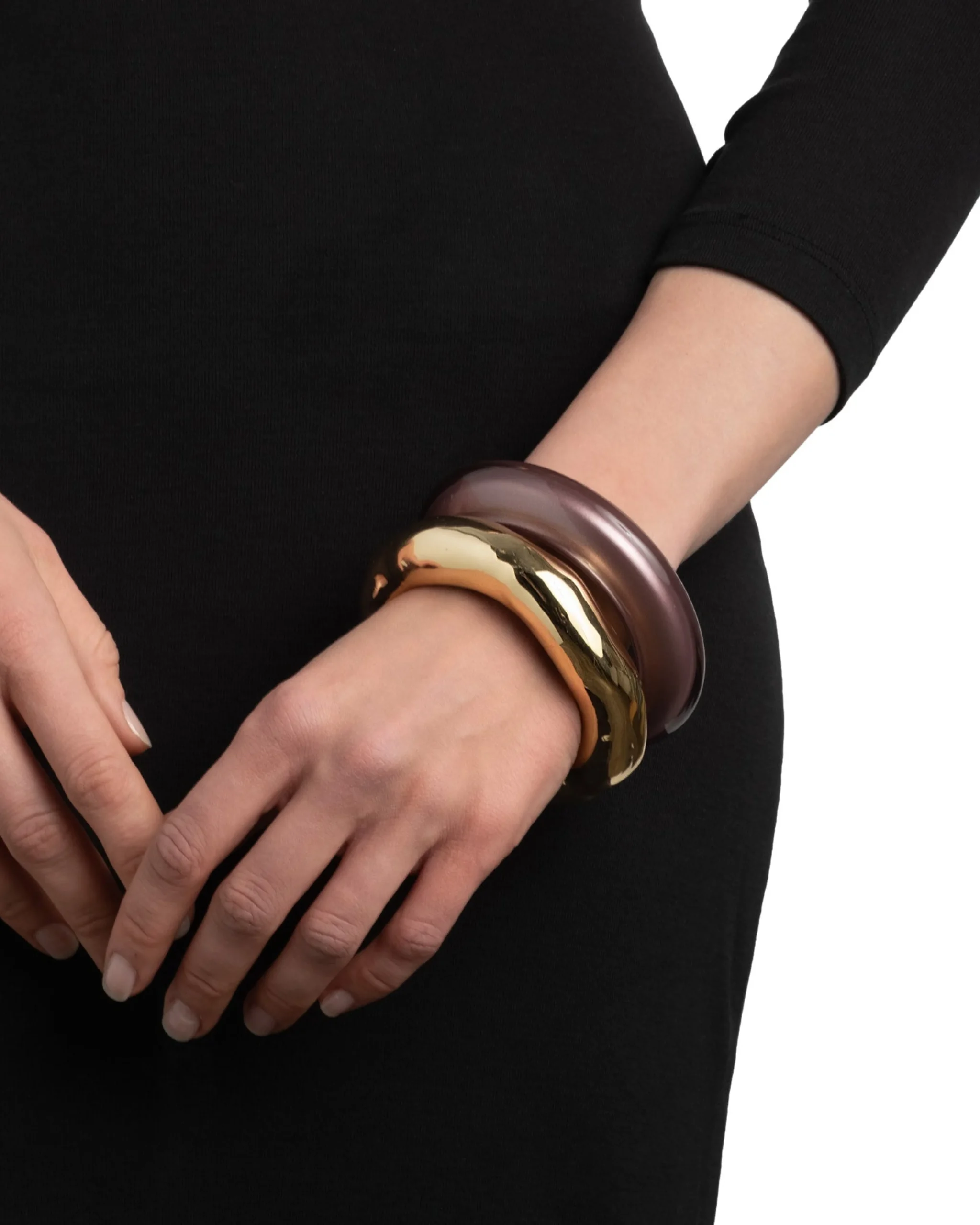 Lucite Saucer Bangle Bracelet- Dusty Rose