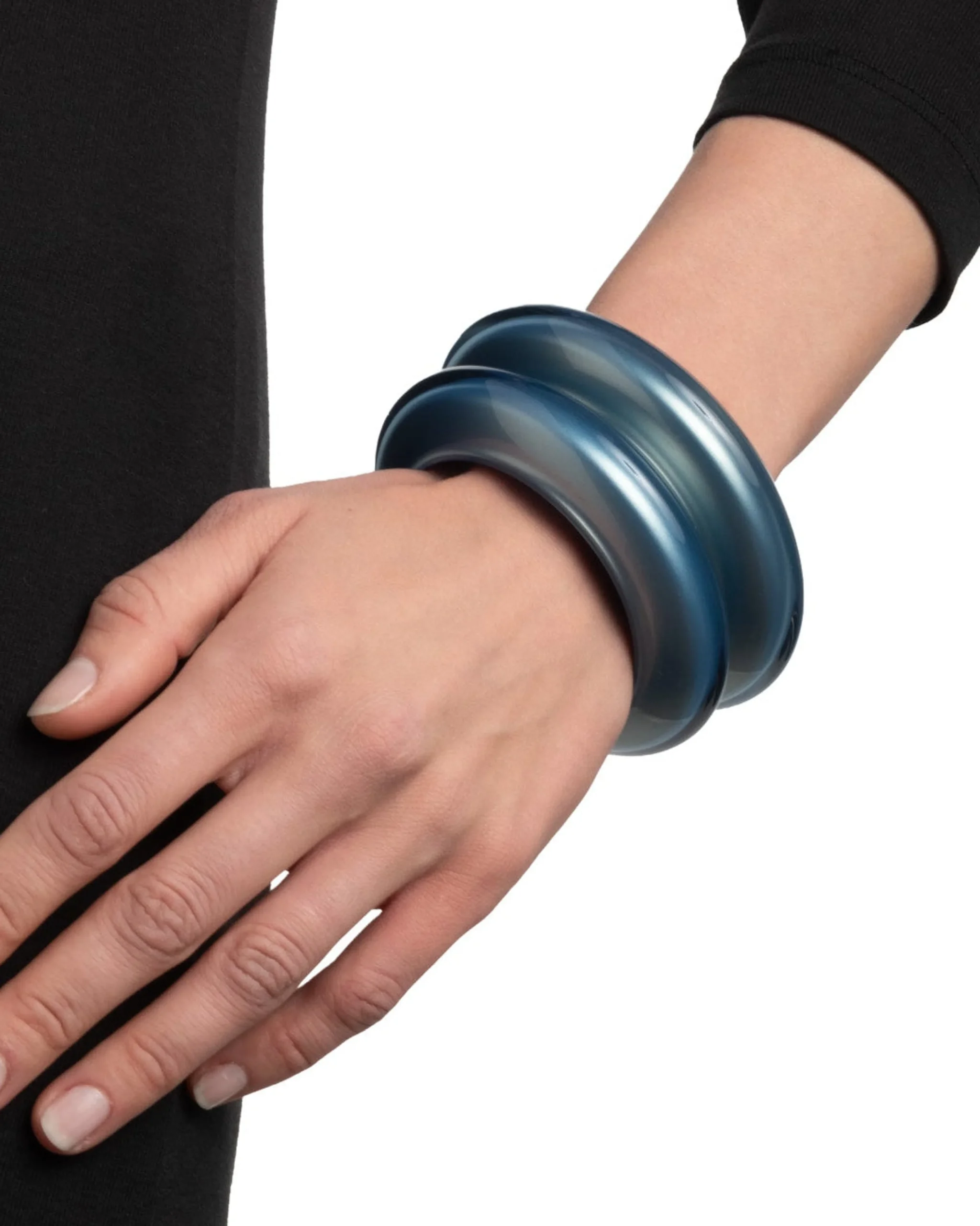 Lucite Saucer Bangle Bracelet- Metallic Sky