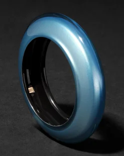 Lucite Saucer Bangle Bracelet- Metallic Sky