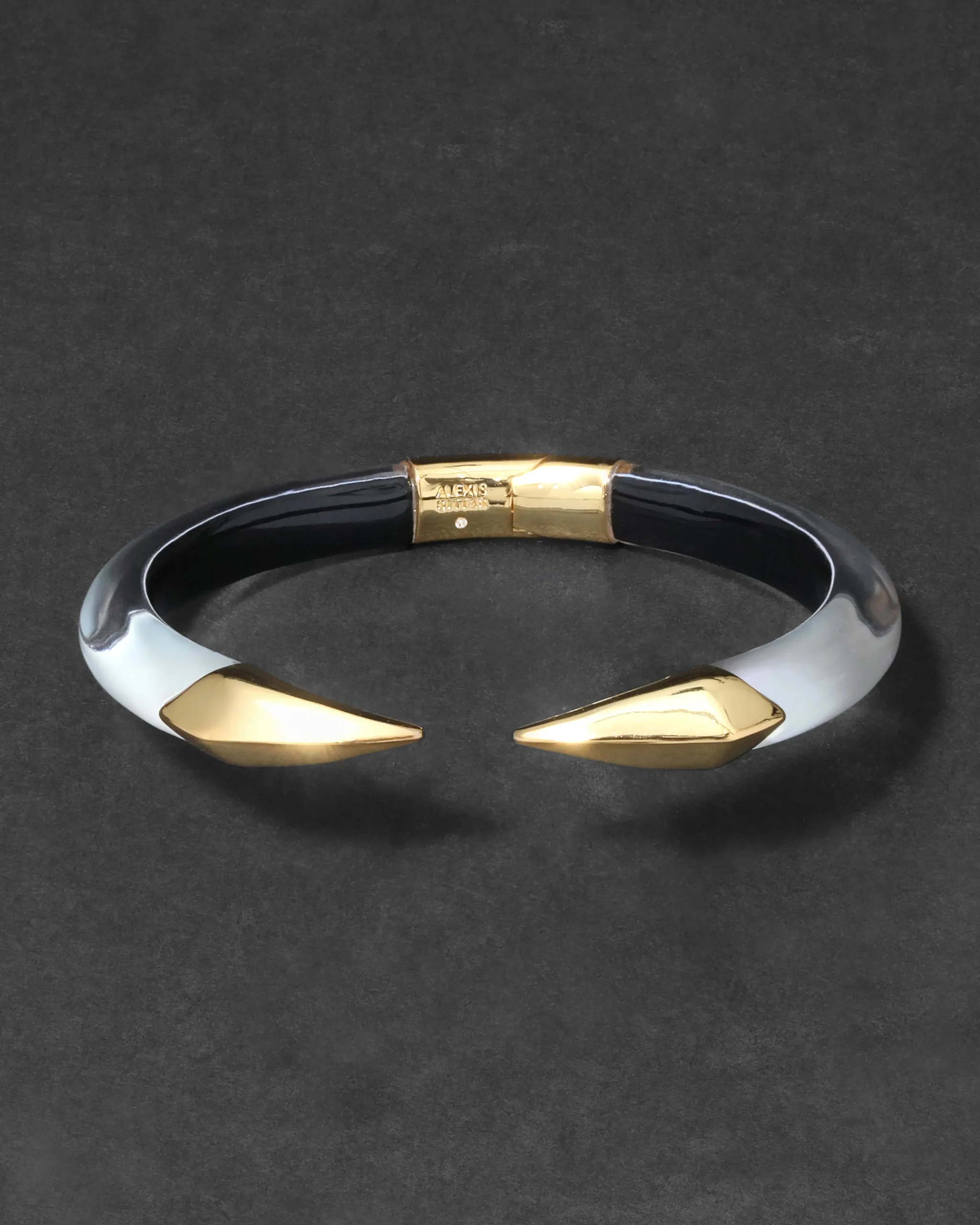 Mirrored Pyramid Brake Hinge Bracelet- White Opal