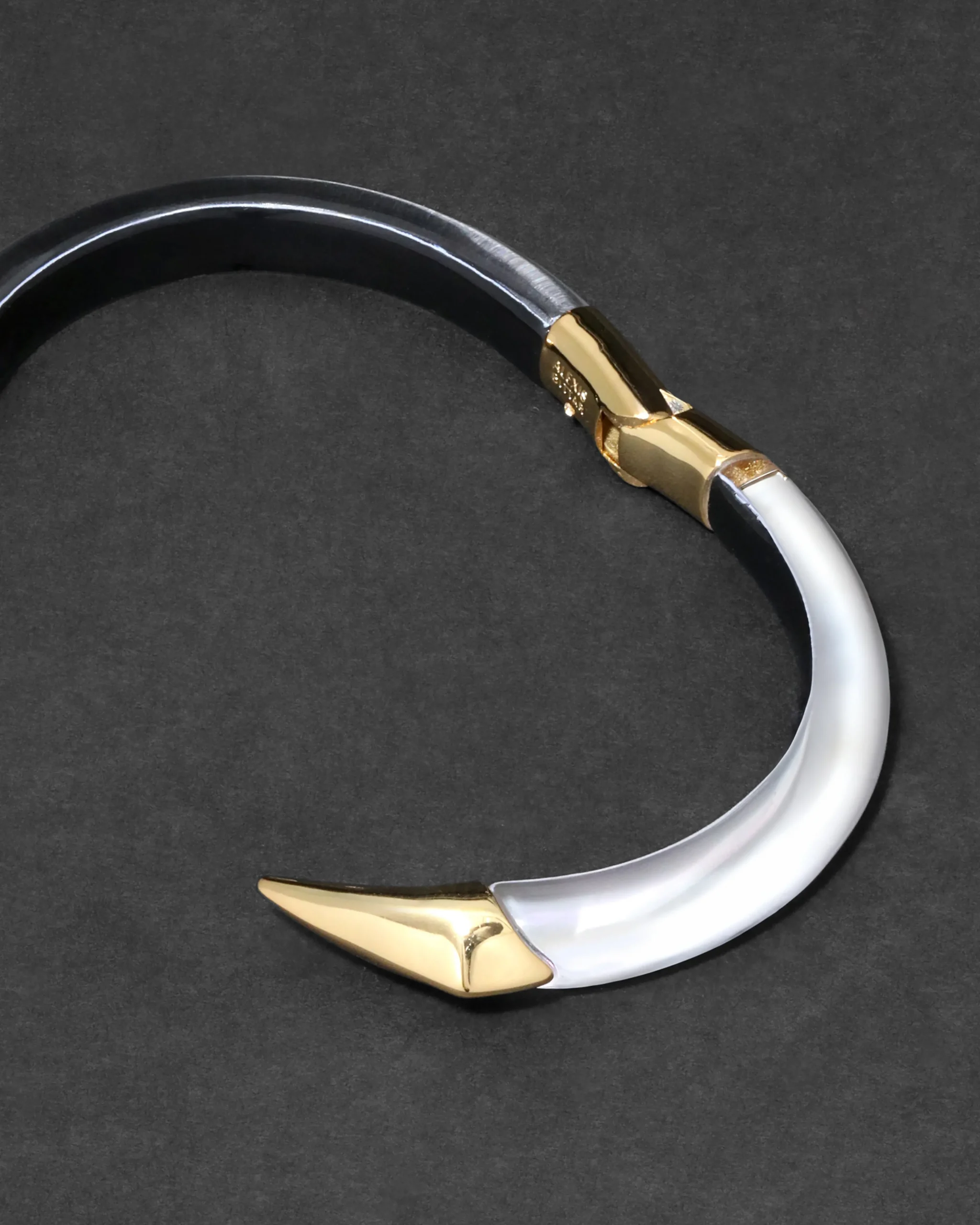 Mirrored Pyramid Brake Hinge Bracelet- White Opal