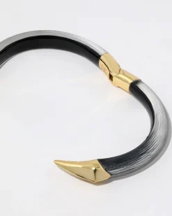 Mirrored Pyramid Lucite Brake Hinge Bracelet- Black
