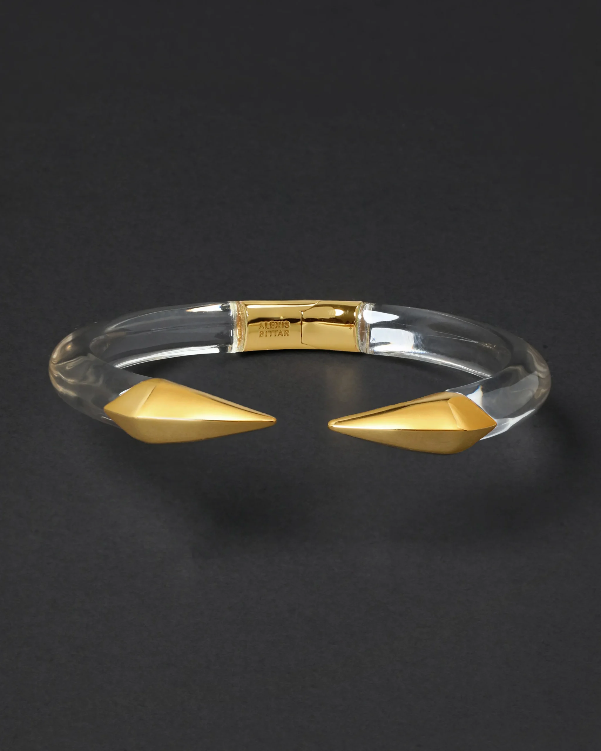 Mirrored Pyramid Lucite Brake Hinge Bracelet- Clear