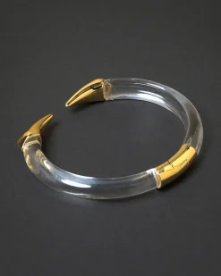 Mirrored Pyramid Lucite Brake Hinge Bracelet- Clear