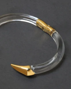 Mirrored Pyramid Lucite Brake Hinge Bracelet- Clear