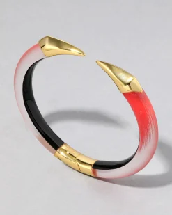 Mirrored Pyramid Lucite Brake Hinge Bracelet- Lipstick Red