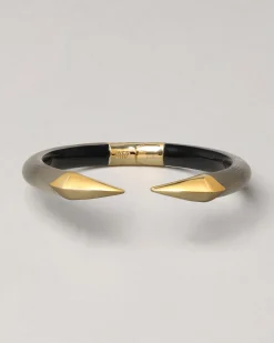 Mirrored Pyramid Lucite Brake Hinge Bracelet- Warm Grey