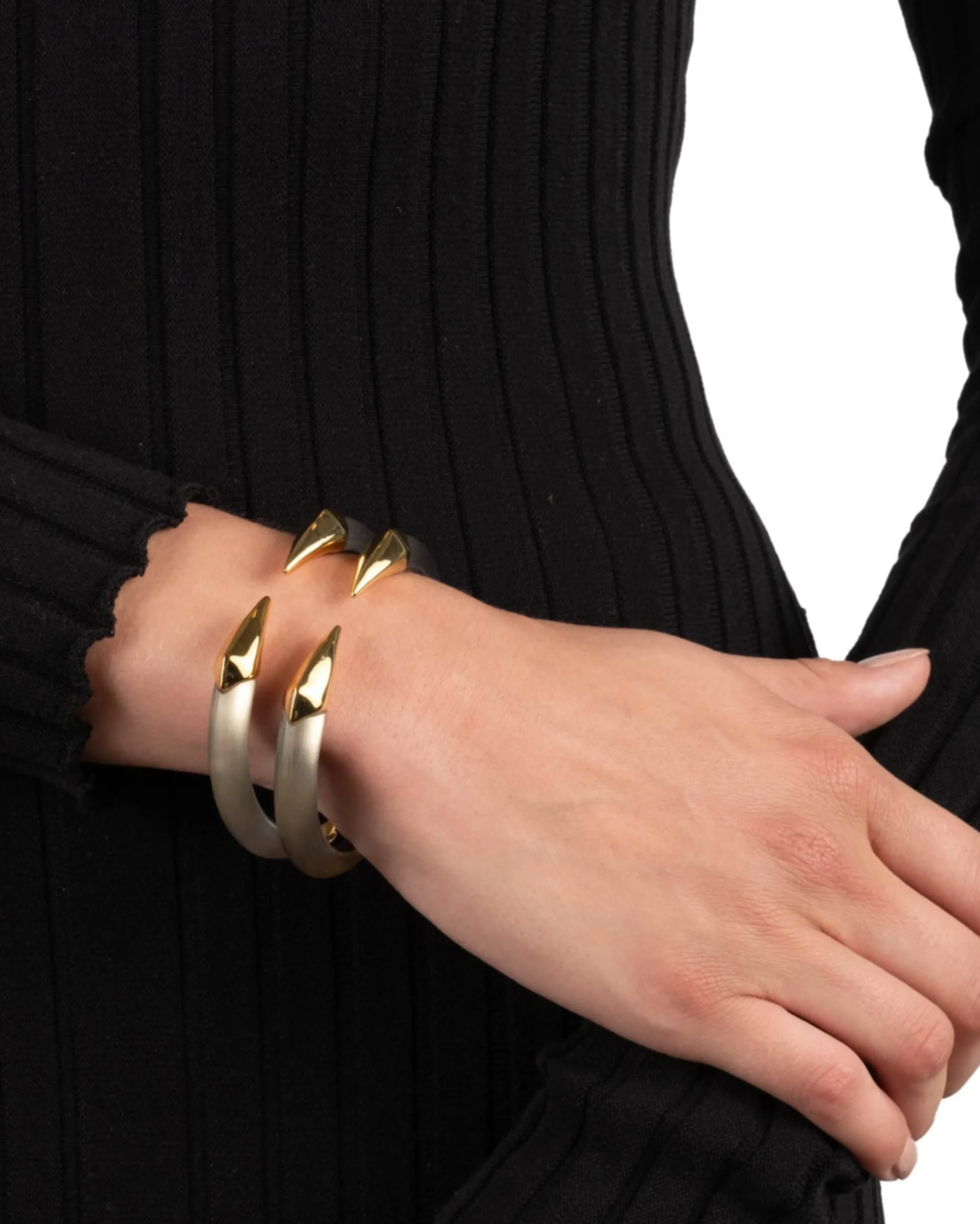 Mirrored Pyramid Lucite Brake Hinge Bracelet- Warm Grey