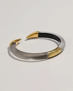 Mirrored Pyramid Lucite Brake Hinge Bracelet- Warm Grey