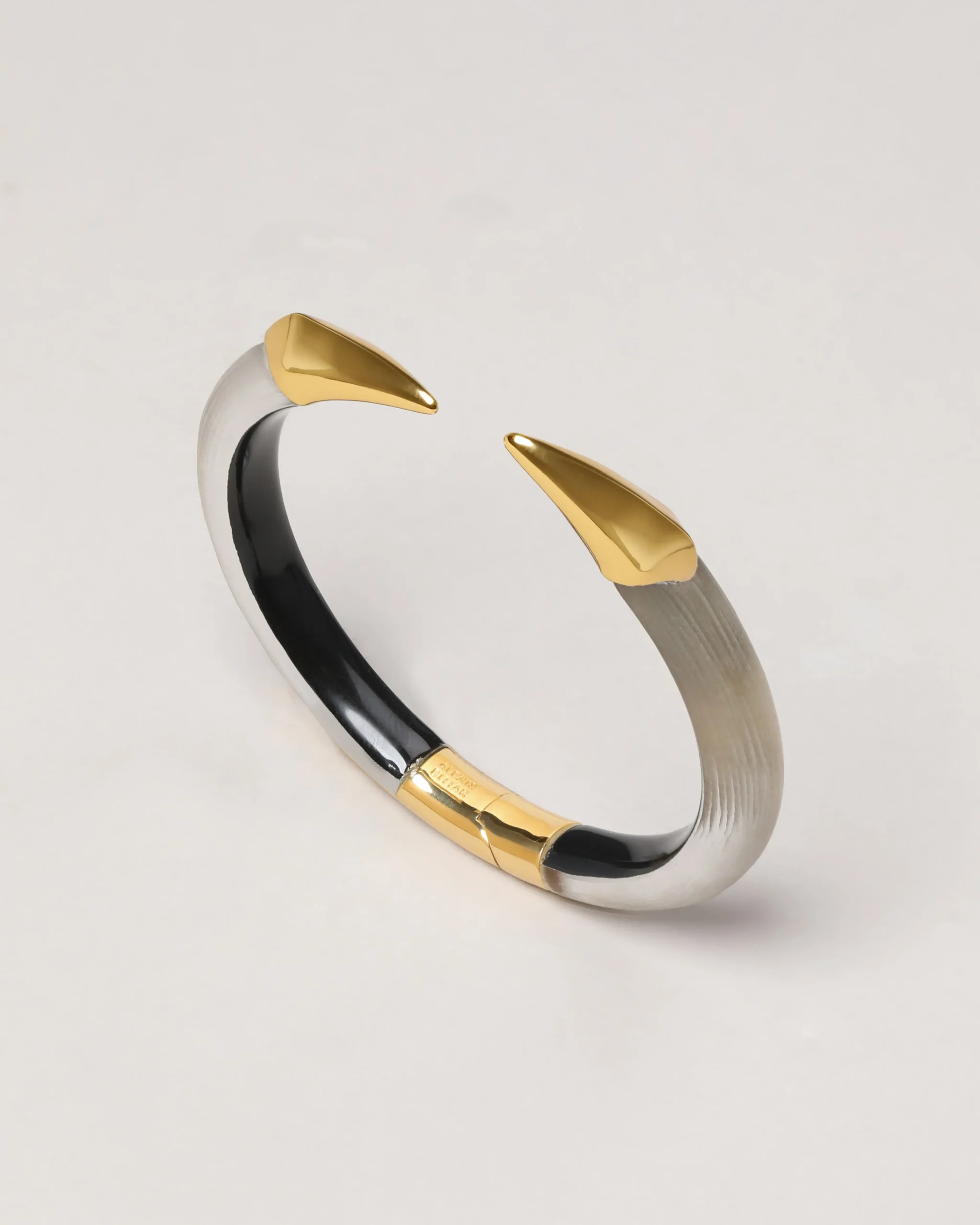 Mirrored Pyramid Lucite Brake Hinge Bracelet- Warm Grey