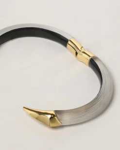 Mirrored Pyramid Lucite Brake Hinge Bracelet- Warm Grey
