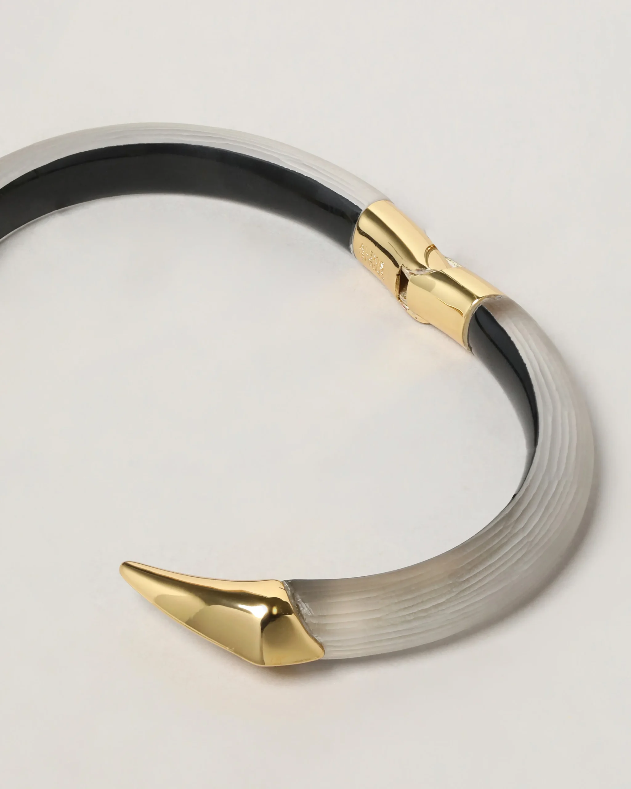 Mirrored Pyramid Lucite Brake Hinge Bracelet- Warm Grey