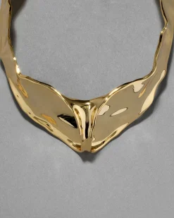 Molten Gold Crest Collar Necklace