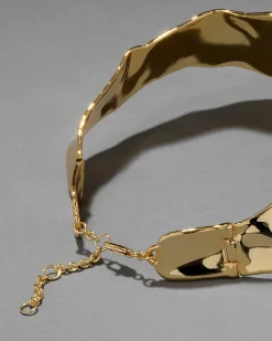 Molten Gold Crest Collar Necklace