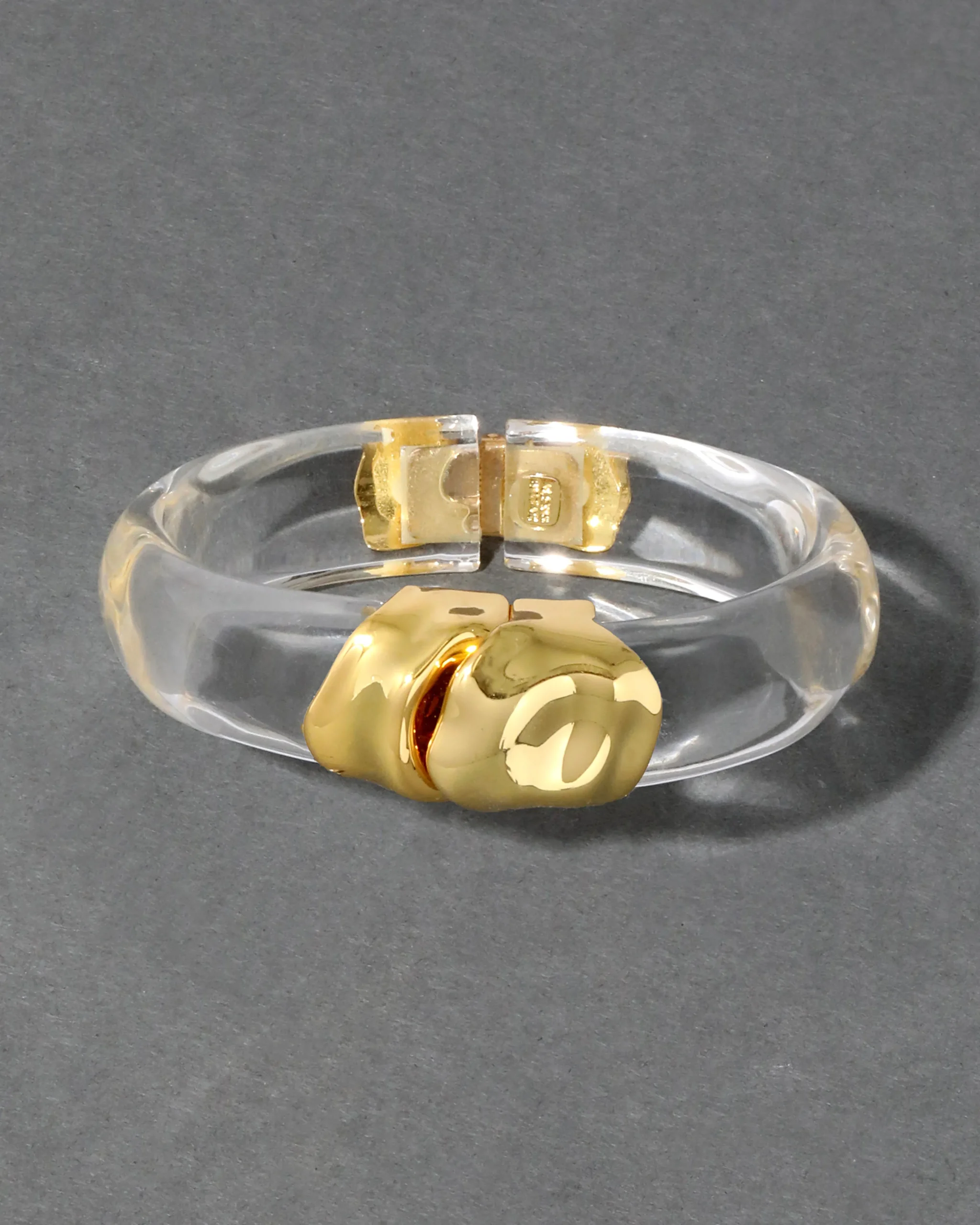 Molten Gold Lucite Hinge Bracelet- Clear