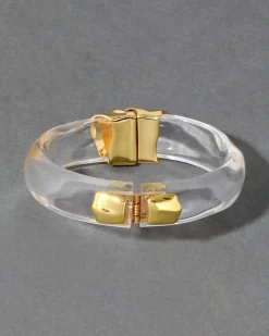 Molten Gold Lucite Hinge Bracelet- Clear