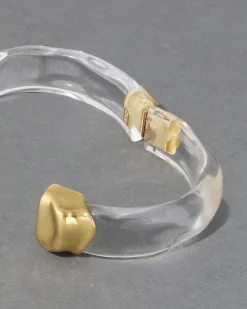 Molten Gold Lucite Hinge Bracelet- Clear