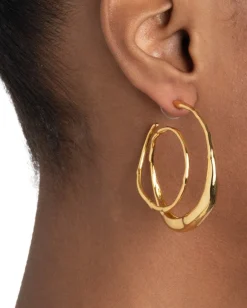 Molten Gold Spiral Hoop Earring