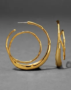 Molten Gold Spiral Hoop Earring