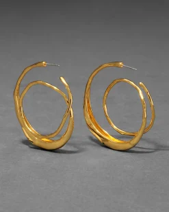 Molten Gold Spiral Hoop Earring