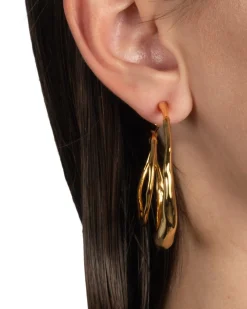 Molten Gold Spiral Hoop Earring