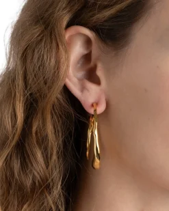 Molten Gold Spiral Hoop Earring