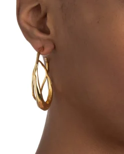 Molten Gold Spiral Hoop Earring