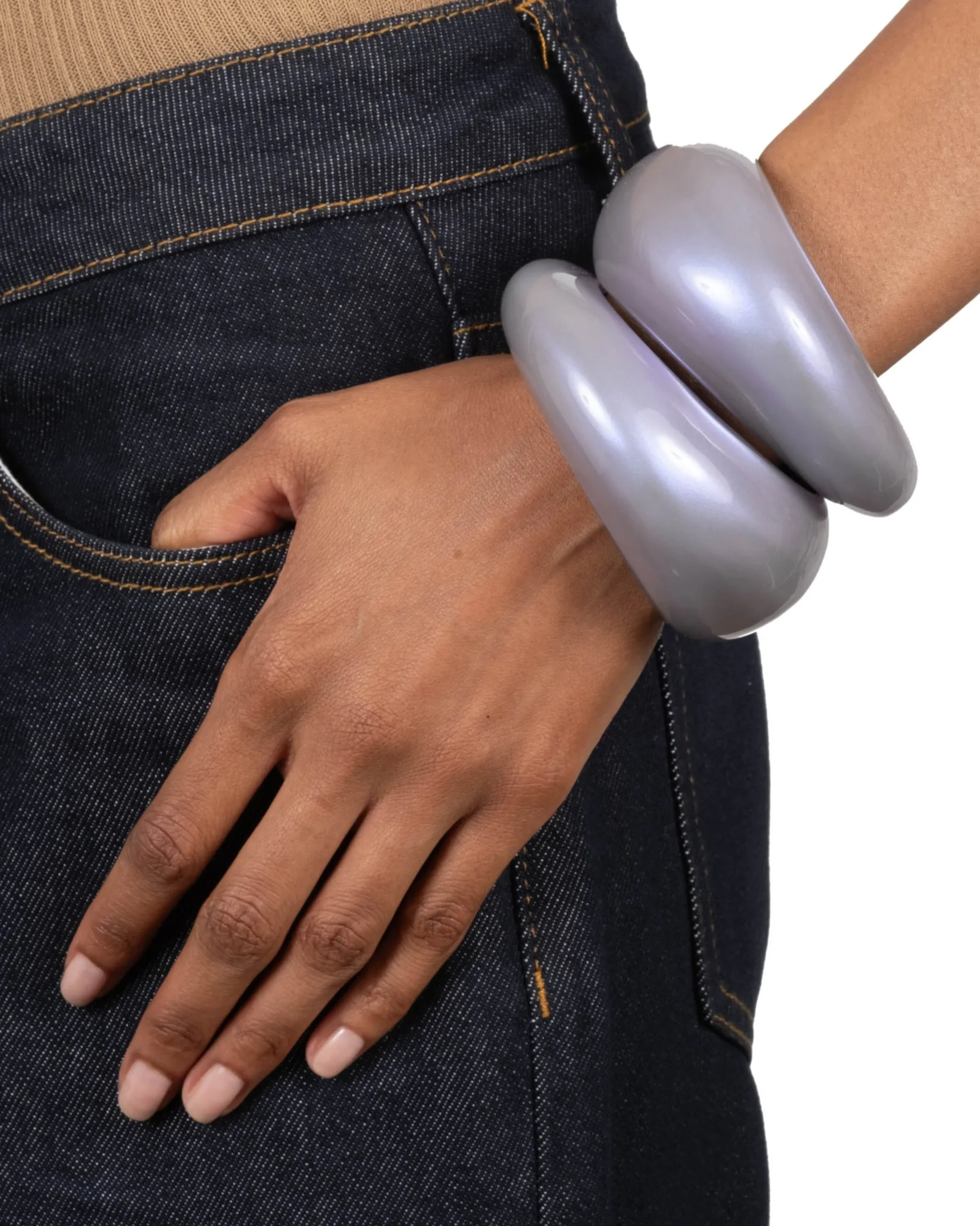 Puffy Lucite Tapered Bangle Bracelet- Aurora