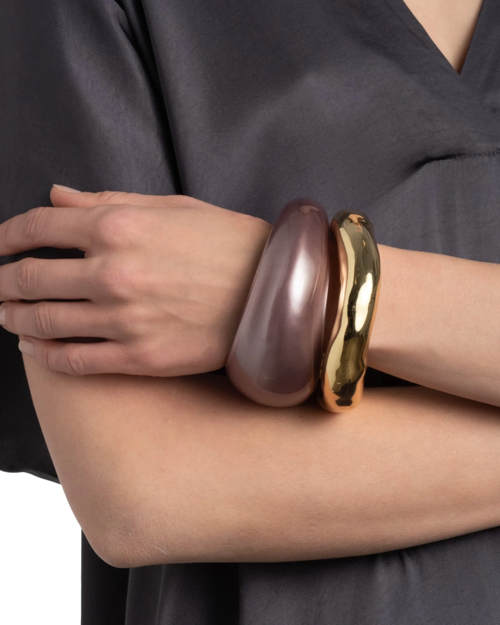 Puffy Lucite Tapered Bangle Bracelet- Dusty Rose