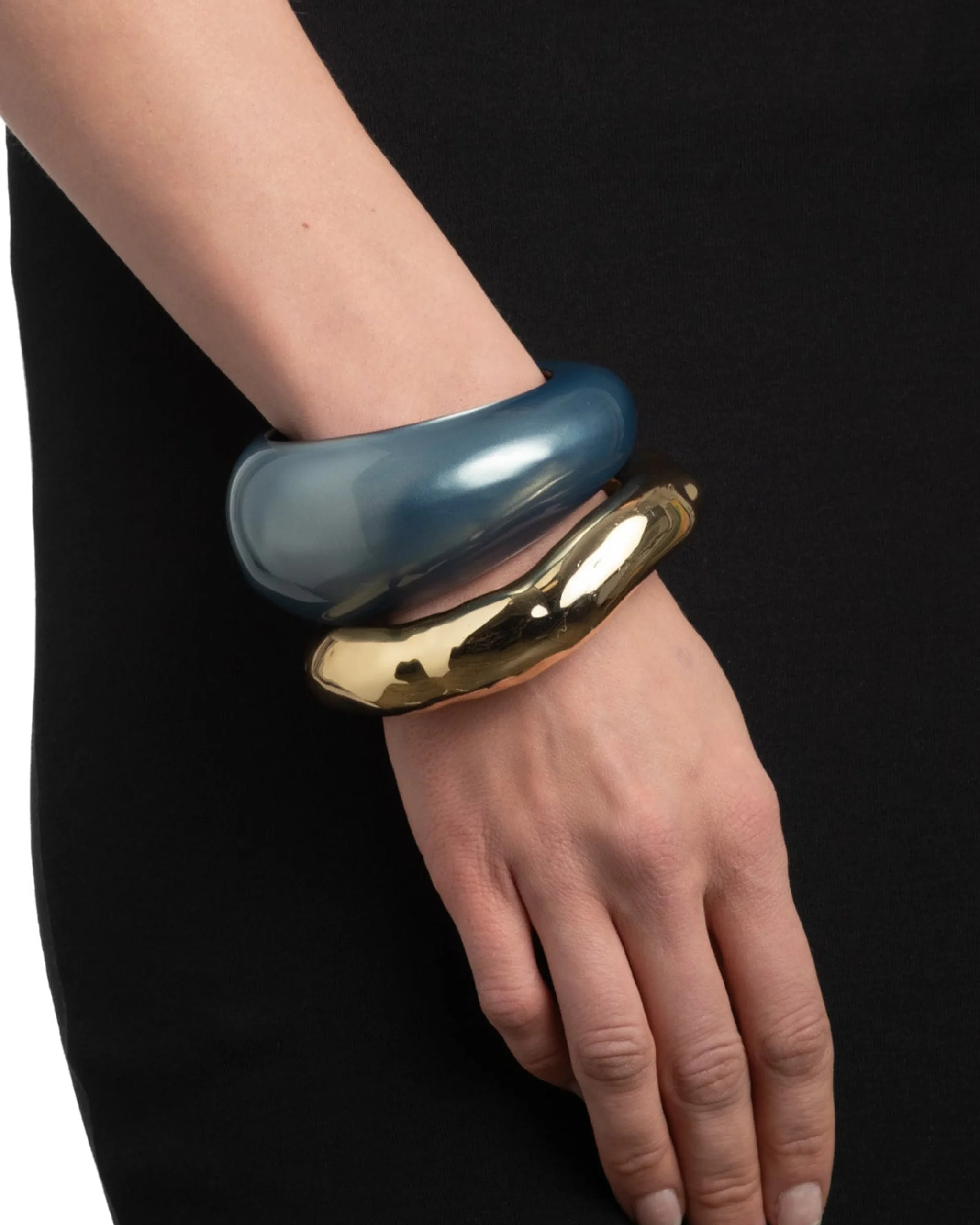 Puffy Lucite Tapered Bangle Bracelet- Metallic Sky