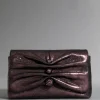 Ruched Crystal Crossbody Bag- Dark Plum