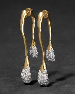 Solanales Crystal Front Back Double Drop Earring- Gold