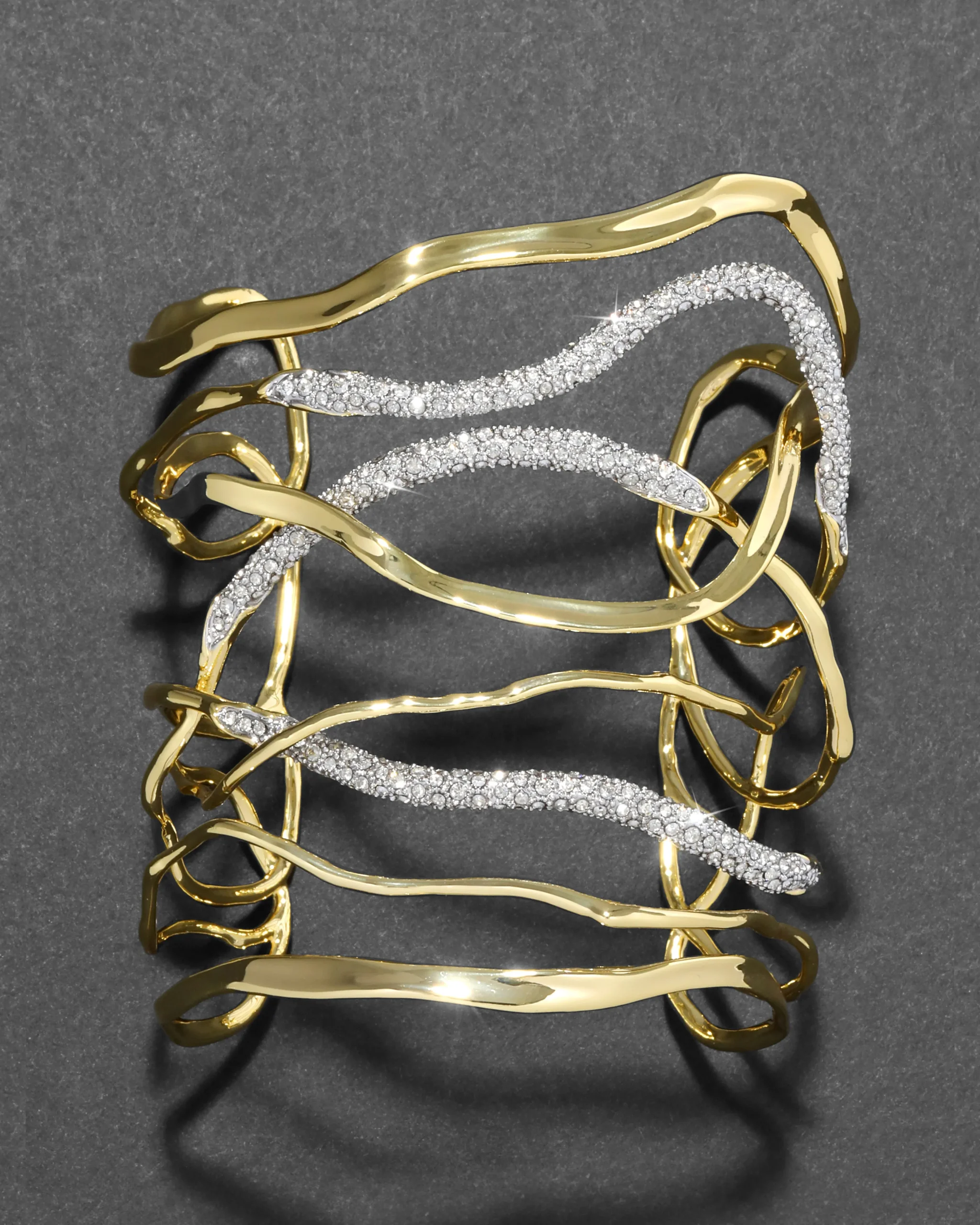 Solanales Crystal Intertwined Wide Cuff Bracelet