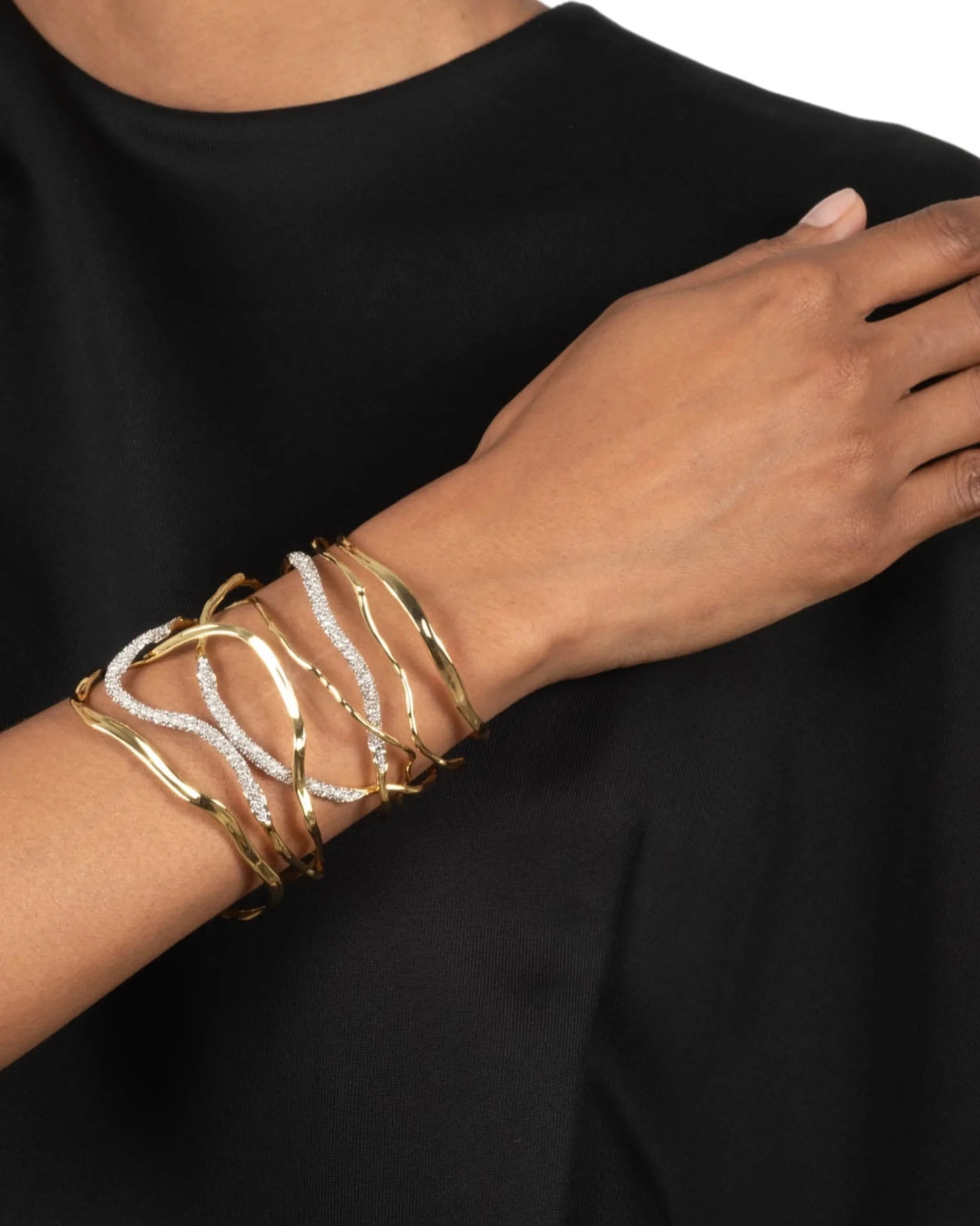 Solanales Crystal Intertwined Wide Cuff Bracelet