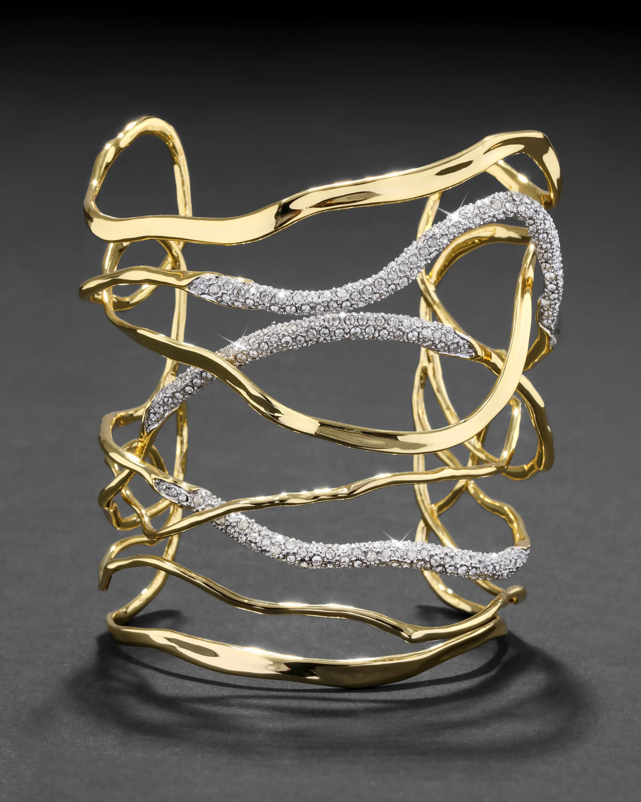 Solanales Crystal Intertwined Wide Cuff Bracelet