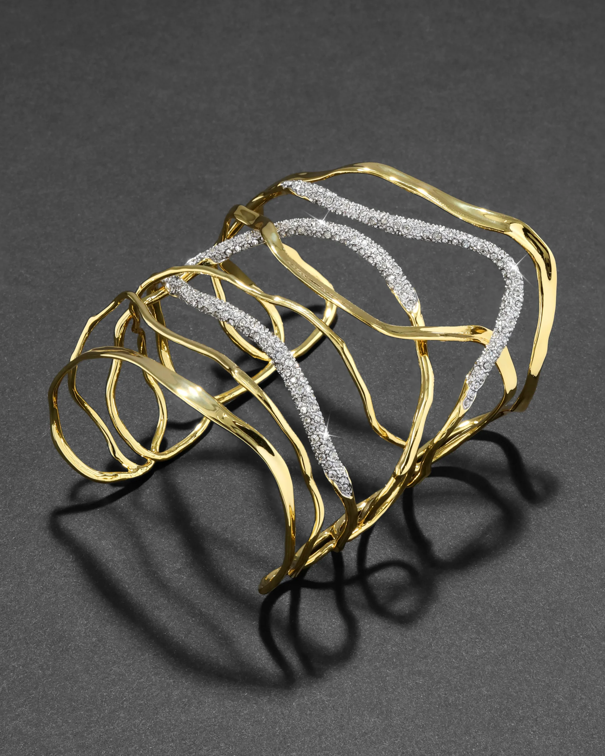 Solanales Crystal Intertwined Wide Cuff Bracelet