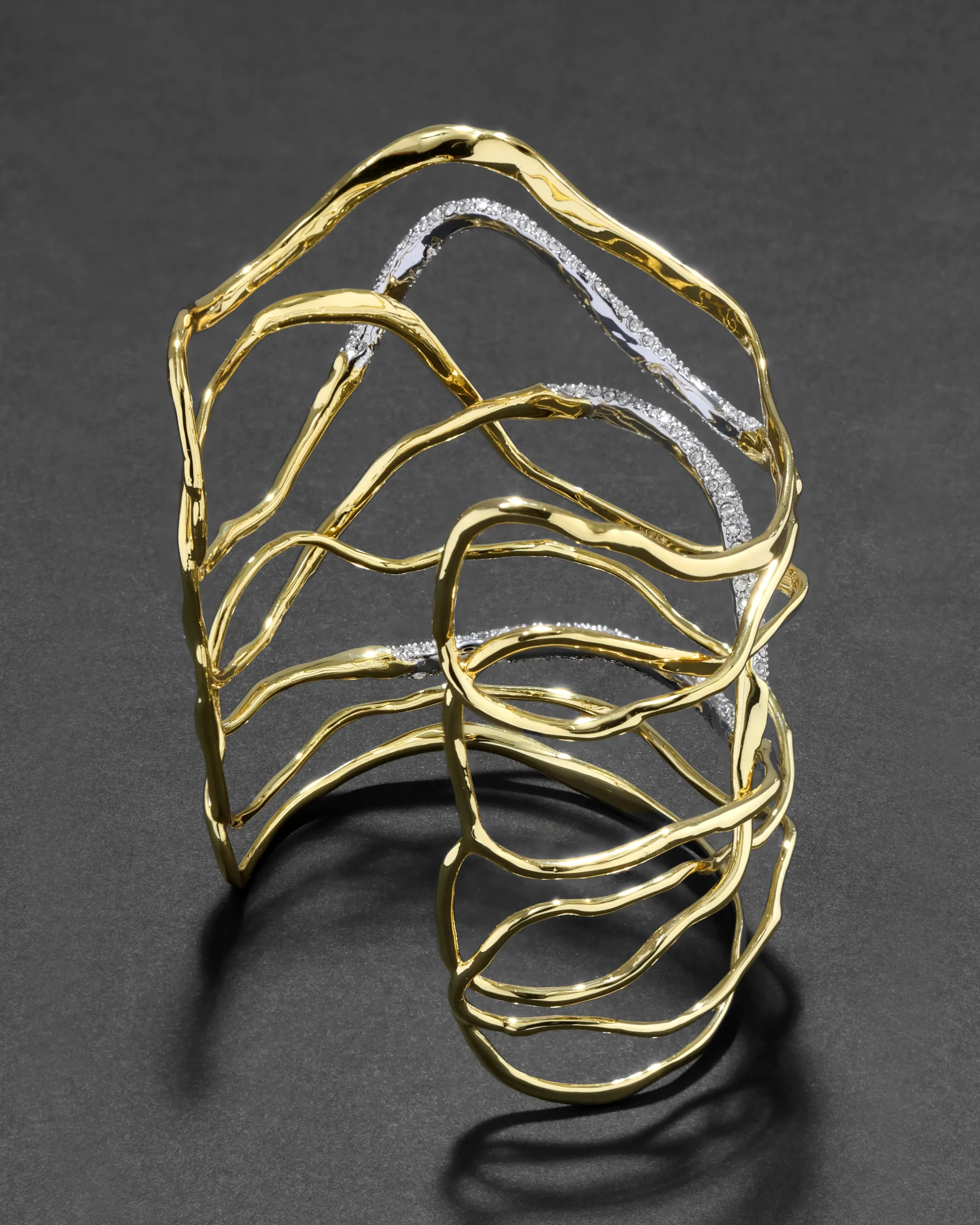 Solanales Crystal Intertwined Wide Cuff Bracelet