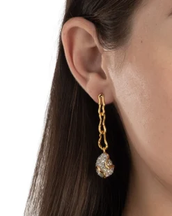 Solanales Crystal Linked Pebble Earring