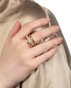 Solanales Crystal Orbiting Ring- Gold