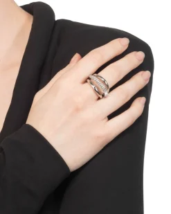 Solanales Crystal Orbiting Ring- Silver