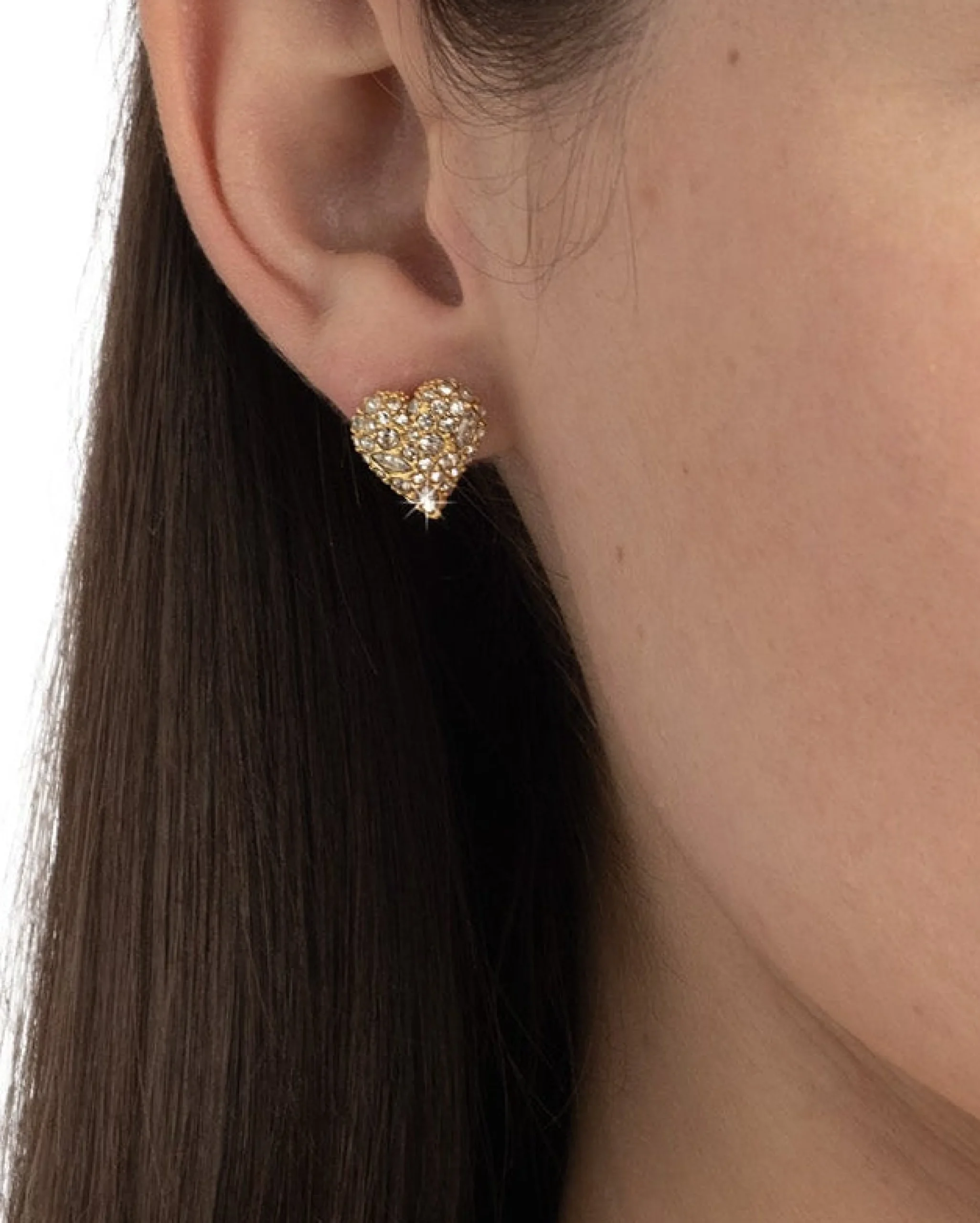 Solanales Crystal Pavé Heart Stud Earring