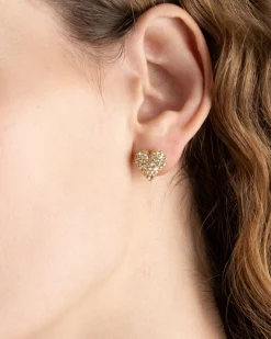 Solanales Crystal Pavé Heart Stud Earring