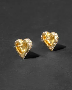 Solanales Crystal Pavé Heart Stud Earring