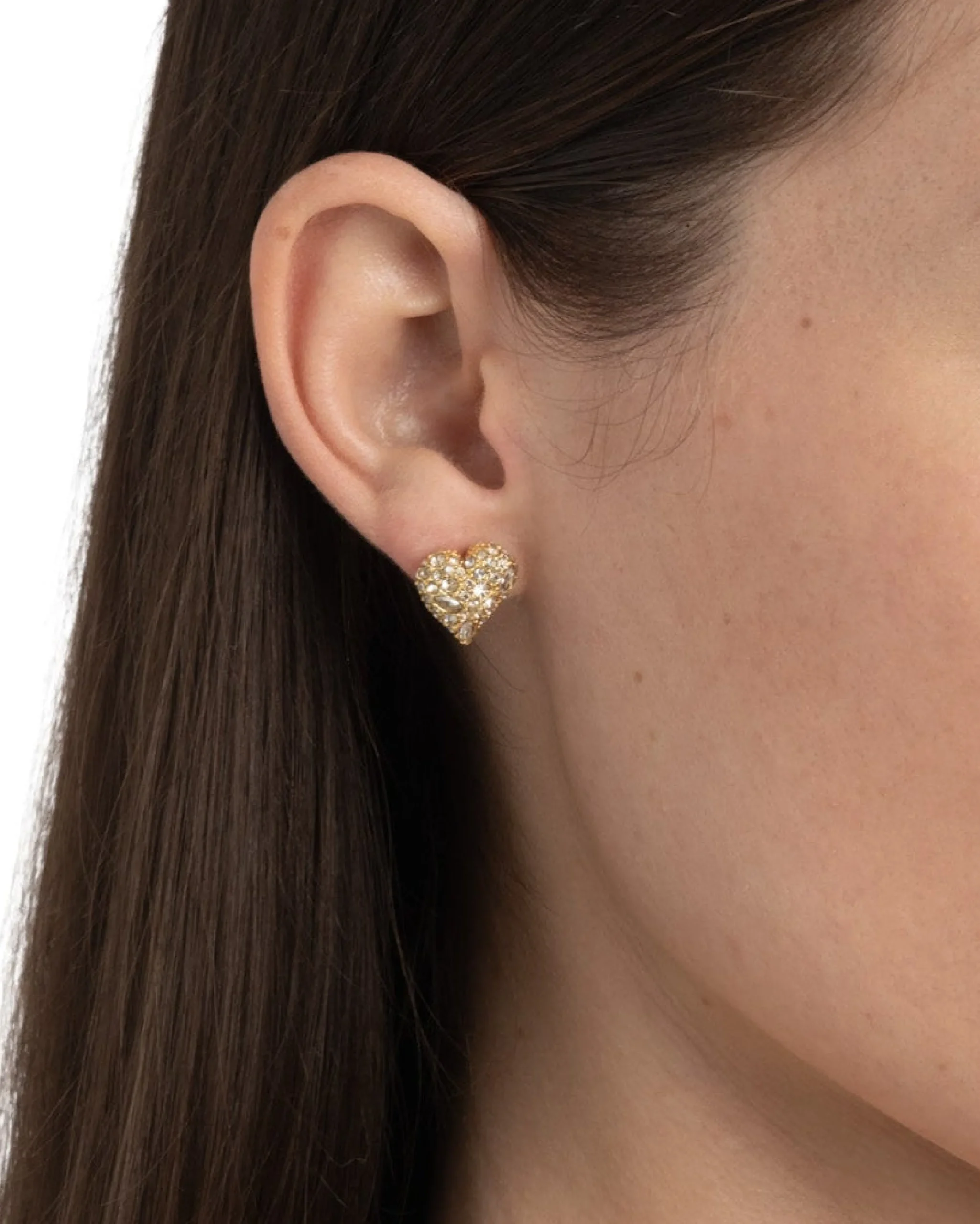 Solanales Crystal Pavé Heart Stud Earring