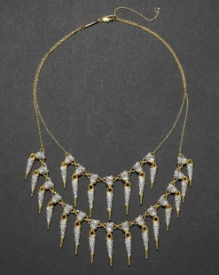Solanales Crystal Spear Layered Fringe Necklace