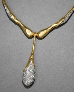Solanales Crystal Teardrop Collar Necklace