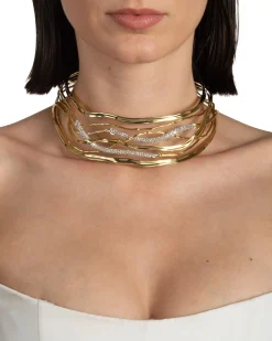 Solanales Crystal Woven Collar Necklace